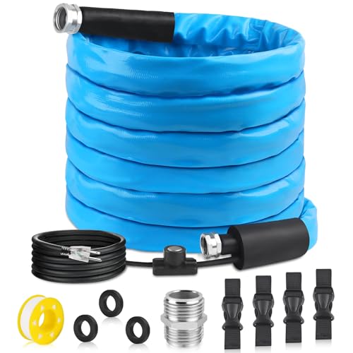 FANOVO Heated Water Hose for RV 25ft, Water Line Freeze Protection Heated Drinking Water Hose with Energy Saving Thermostat, Heated Water Hose Making