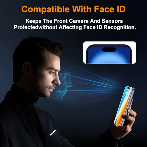 Image of OneFish 2 Pack 360 Privacy Screen Protector for iPhone 15 Plus / 16 Plus | 4-Way Anti-Spy 9H Tempered Glass, 3D Curved Edges, Scratch Resistant ，Case-Friendly & Easy Installation ， Anti-Fingerprint
