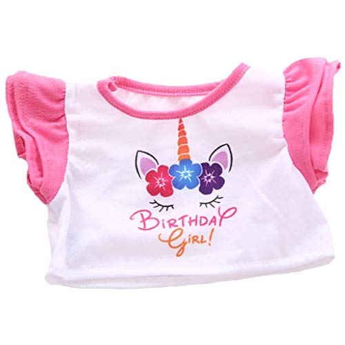 BYO-BFF Stuffed Animals Plush Toy Outfit – Birthday Girl Unicorn Tee 16”