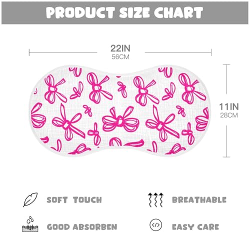 Baby Burp Cloths, Soft Absorbent Burping Cloths for Babies, Cotton Milk Spit Up Rags, Large Size for Newborns, Baby Boys and Girls (Pink-White Bows)4