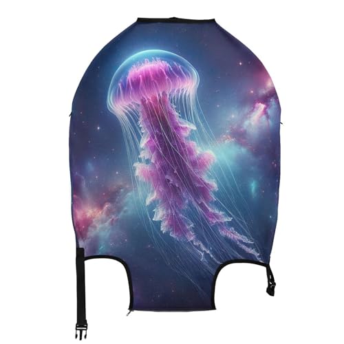 Joisal Blue Purple Galaxy Jellyfish Suitcase Covers Luggage Protector Custom Washable Travel Accessories Suitcase Sleeve Special, M, Fits 22-24 Inch Case2