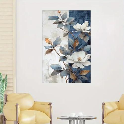 Peinture sur toile abstraite fleurs décoration murale tableau 70x90cm - 3