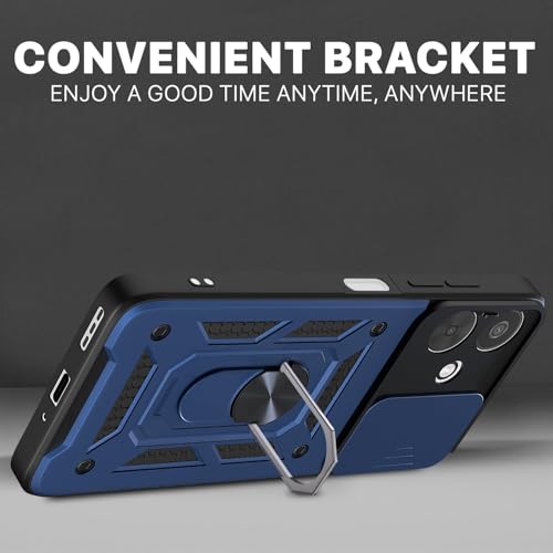 Image of AIBEX Back Cover for Redmi 13C 5G | D10 Tough Armor Case | Sliding Camera Shield | 360 Protection | Kickstand Ring Holder | Military-Grade Shockproof Bumper Case