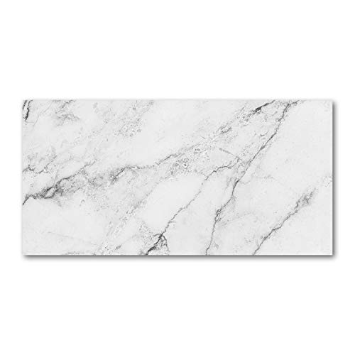 Splashback guard cuisine verre trempé 120x60cm marbre blanc durable