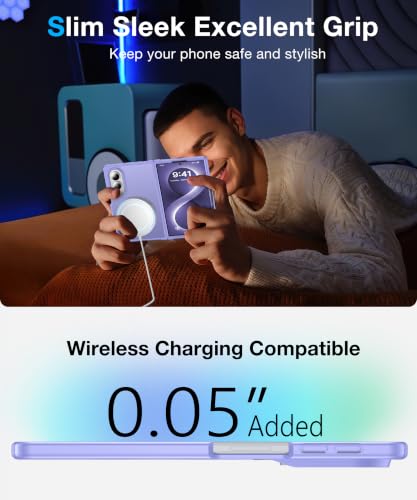 Image of NO.1 Magnetic for Samsung Galaxy Z Fold 8 Case with MagSafe Blue | [Military Grade Drop Tested][Translucent Matte][Anti-Fingerprint] Soft Silicone Bumper for Samsung Fold 8 Case,Light Purple