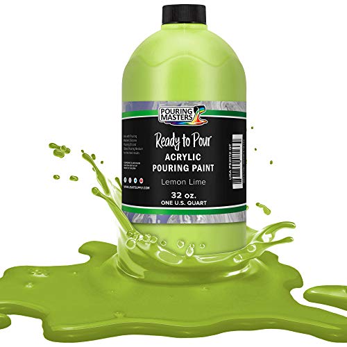 Pouring Masters Lemon Lime Acrylic Ready to Pour Pouring Paint – Premium 32-Ounce Pre-Mixed Water-Based - for Canvas, Wood, Paper, Crafts, Tile, Rocks and More