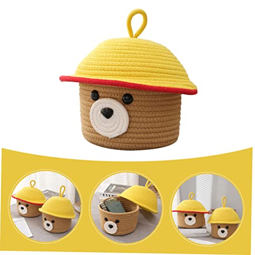 Panier de rangement en coton Mikikit avec couvercle ours - 5