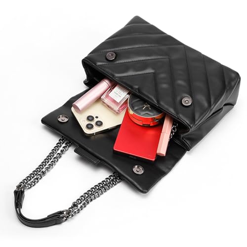 Image of Rejolly Rainbow Stripe Crossbody Shoulder Bag for Women Color Blocking PU Leather Colourful Purse with Chain Strap | PU Leather, with Chain Strap