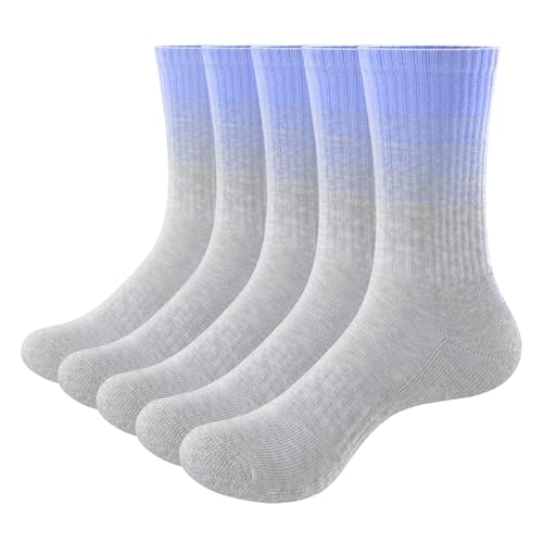 Image of YUEDGE Womens Cushioned Athletic Crew Socks, 5 Pairs