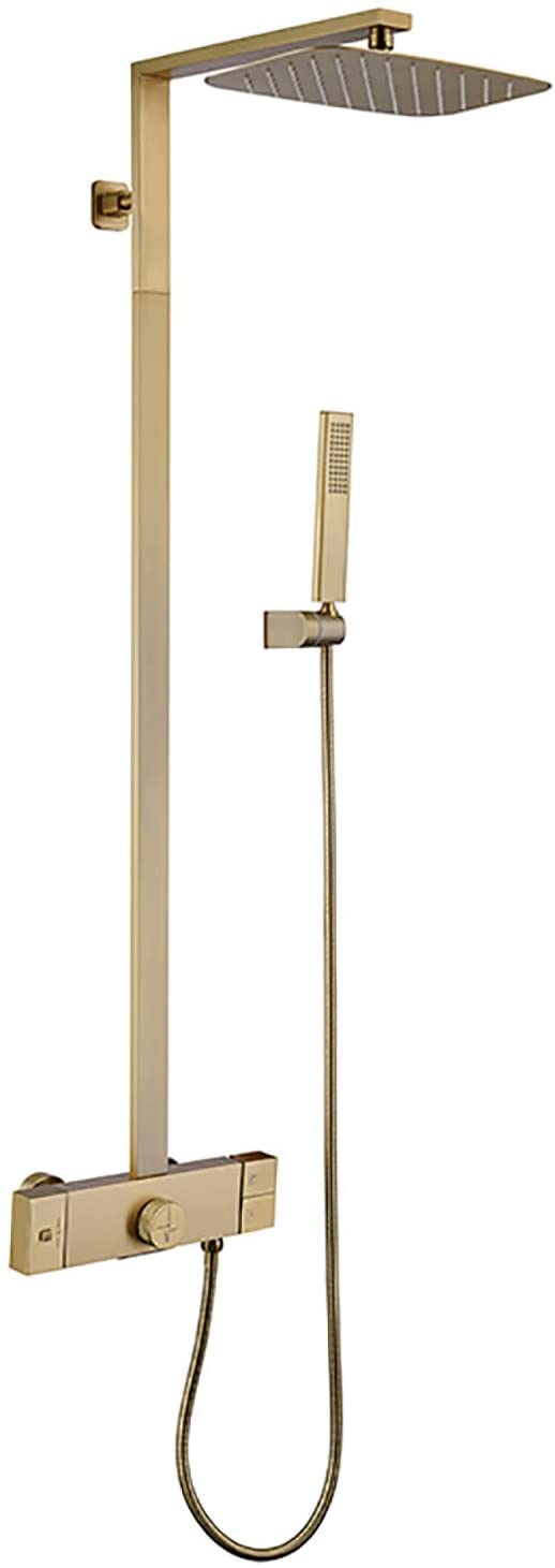 AYCDL Shower System Thermostatic, Shower Faucet Set 12 Inches Shower Combo Set Wall Mounted Rain Mixer Combo Set with Tub Spout, Rain Shower Head, Handheld Shower Hea