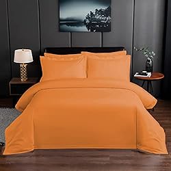 Funda Nordica Marron Chocolate yibo Juego de Funda Nórdica 100% POLISTER Piezas para Cama 1 Funda Nórdico + Sabana Bajera + Funda DE Almohada (150, Naranja)