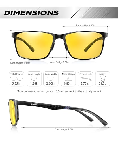 Image of ANYLUV Polarized Sunglasses for Men Rectangular Classic Al-Mg Metal Frame Sun Glasses Mens Sunglasses with UV Protection