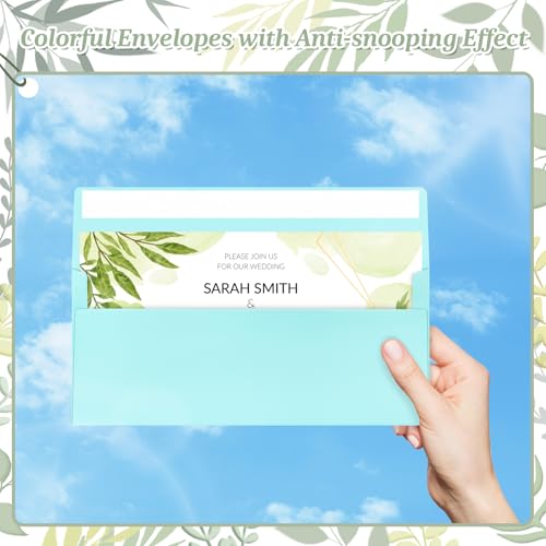 Image of 50 Pcs #10 Light Blue Envelopes Letter Size Self Seal, Business Envelopes