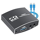 【4K Game Capture Card】Die capture card können Sie Videos aufzeichnen und auf Ihrem PC oder Mac über DSLR, Camcorder, Action Cam und andere Geräte live streamen. Die video capture card ist auch mit einem Mikrofonanschluss und einem Kopfhöreranschluss ausgestattet, so dass Sie problemlos Audio aufnehmen können. Der HDMI- eingeben kann bis zu 4K@30fps, aber der USB 2.0-Ausgang nur bis zu 1080P@60fps.