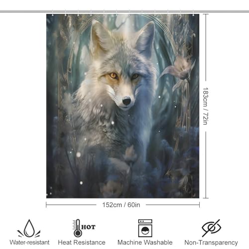 Rideau de douche renard imperméable anti-moisissure grand format 152x183cm - 4