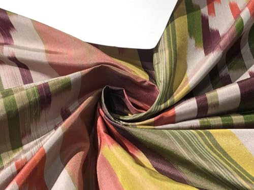 Tissu taffetas de soie au mètre couleur mûrier et moutarde largeur 137 cm