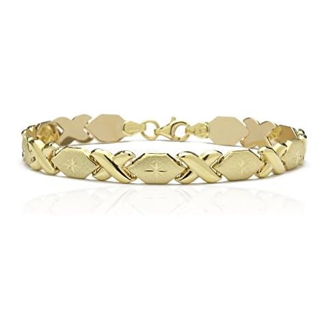 Floreo 10k Yellow Gold Stampato Xoxo X & O Hugs Kisses Chain Bracelet for Women, 7 Inch Cover