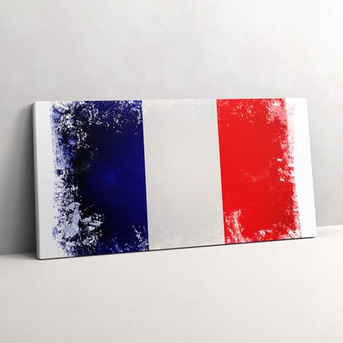 Toile drapeau français 120x60cm pour habiller un grand mur vide de salon