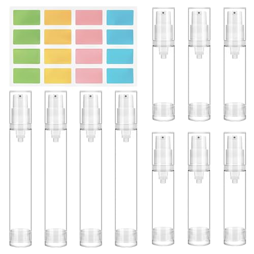 6 Stück Pumpflasche Klein Leer,Pumpspender zum Befüllen,Airless Tragbarer Cremespender,Kleine Reiseflaschen zum Befüllen,Tragbarer Kosmetische Kunststoff Sprühflasche Klein für Flüssigkeit