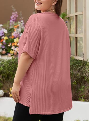 Image of Eytino Women Plus Size Lightweight Cardigan Half Sleeve Ribbed Knit Kimono Cardigans Tops(1X-5X)