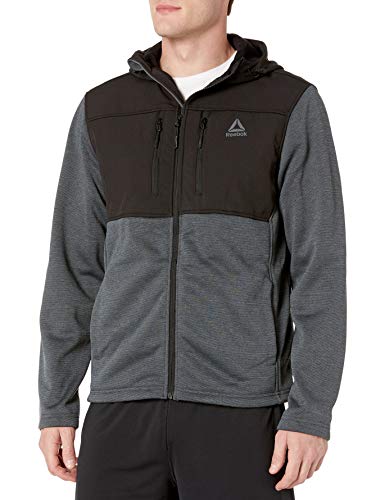 Reebok Men's Outerwear Jacket, Swachket with Softshell Charcoal Heather/Black, X-Large