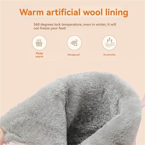 F𝘂r Lined Kids Barefoot Shoes, Unisex-Child Wide Toe Box Hiking Boots, Boys Girls Anti-Slip High Top Snow Boots4