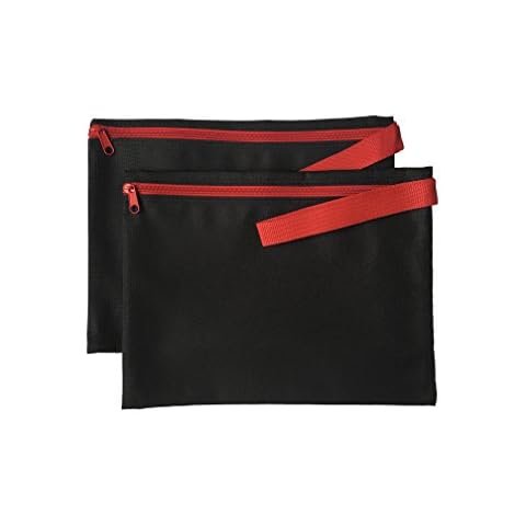 ImpecGear School/Office/Home Supply Organizers Document Bags (Pack of 2) (Black/Red) Cover