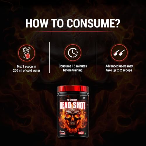 Image of Bolt Head Shot Pre-Workout | Extreme Energy Boost | Intense Muscle Pump & Focus | Zero Sugar, Zero Fat | Gym Performance Booster | 360 gm (72 Servings) | Passion Fruit