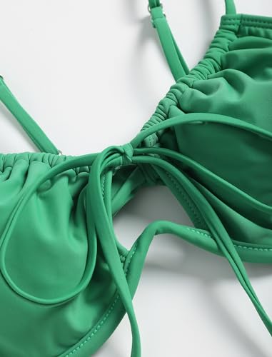 Image of ZAFUL Women High Cut Bikini Sets String Sexy Swimsuit Two Piece Underwire Bathing Suit Brazilian Cheeky Cut Out Cute Swimwear