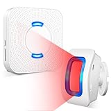 Wireless Motion Detector Senses Movement,Driveway Alarm,Motion Detection Long Range 500ft,1 Passive Infrared (PIR) Sensor & 1 Doorbell Alert Receiver