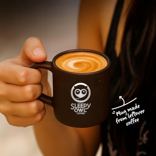 Image of Sleepy Owl Coffee Mugs Set of 2 (200ml) with 5 Free Coffee Sachets | Eco-Friendly & Sustainable Cup | Microwave Safe | 100% Arabica Coffee with Mug