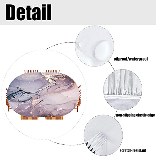 Esfvrg Marble Oval Fitted Tablecloth, Abstract Art Painting Marble Texture, For Kitchen Dining, Party, Holiday, Christmas, Buffet, Fits 48" X 68" Table #TOP3