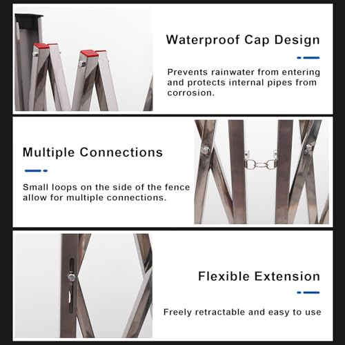 Barrière de sécurité extensible 300 x 120 cm en acier pour route et chantier