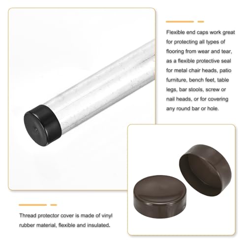 Image of uxcell 2pcs Rubber End Caps 140mm(5 1 /2 Inch) ID x 80mm(3 1 /8 Inch) H Vinyl Round Tube Bolt Cap Cover Screw Thread Protectors Brown