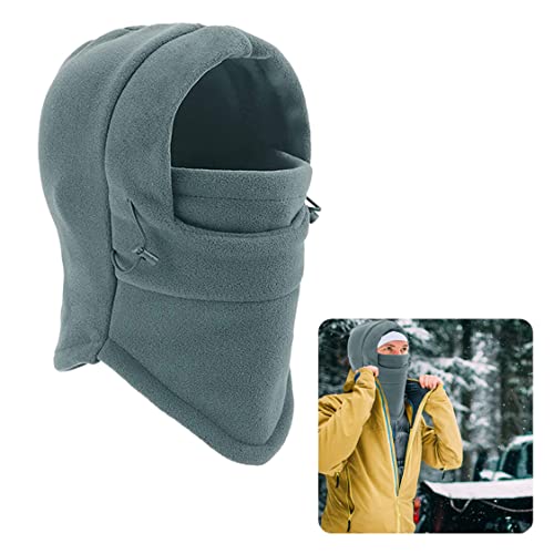 Balaclava para Hombres Invierno Antiviento Cálido, Máscara de Esquí con Forro de Polar, Cubrecuello y Gorro Negro y Gris miniatura 5