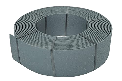 Preisvergleich Produktbild Wacredo Premium Flexboard grau Rasenkante Teichrand Teichrandband Beeteinfassung Schieferoptik 25m x 19cm x 0,7cm recyclter Kunststoff Recycling Schiefergrau Einfassung