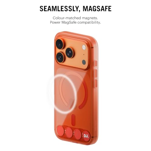 Image of DailyObjects iPhone 17 Pro Max Stack Clear Classic Case Cover | Compatible with MagSafe | Camera & Body Protection | Scratch Proof | Dual Hybrid Protection | Wireless Charging - Flamingo Orange