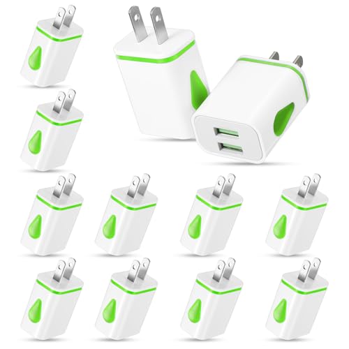 Xuhal 12 Pcs USB Wall Charger Block Bulk USB Plug Cube, Green