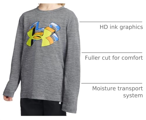 Image of Under Armour Boys' Long Sleeve Logo Graphic T-Shirt, Lightweight & Breathable, Relaxed Fit