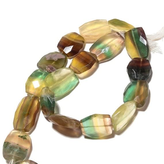 Fluorite naturelle perle facettée nugget 18mm 25mm rang pour collier DIY