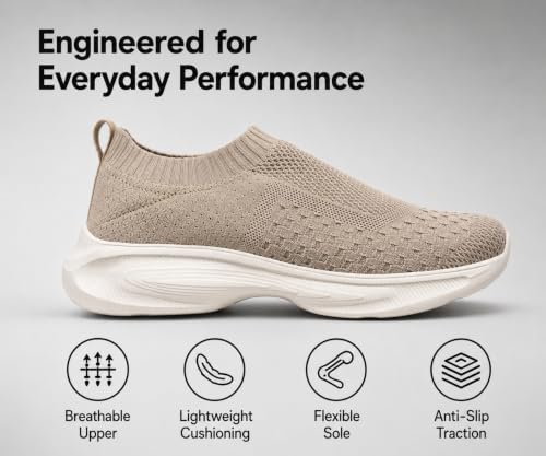 Image of Kraasa Trial Running Shoes with Lightweight Memory Insole | Breathable, Anti-Skid Knit Sneaker, Walking & Gym Shoes