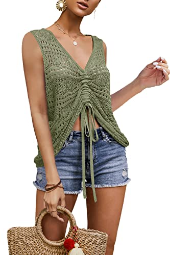 Image of Saodimallsu Womens Boho Off Shoulder Sheer Crop Tops Bell Sleeve Flowy Oversized Crochet Ruched Pullover Sweaters