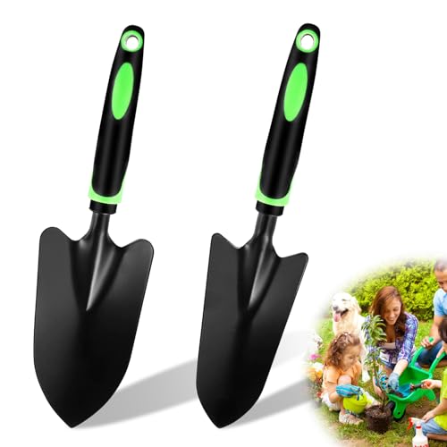 Gartenschaufel Klein, 2 Stück Gartenschaufel aus Kohlenstoffstahl Mini Schaufel Strandschaufel Garten Pflanzschaufel Blumenkelle Handschaufel Garten zum Pflanzen Jäten Umpflanzen