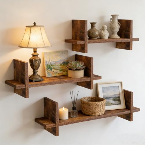 EUBSWA Estante de pared de madera, juego de 3, estante de pared, estante colgante de cocina, estante de cocina, estantería de pared, estantes de pared pequeños, fácil de montar, estante colgante