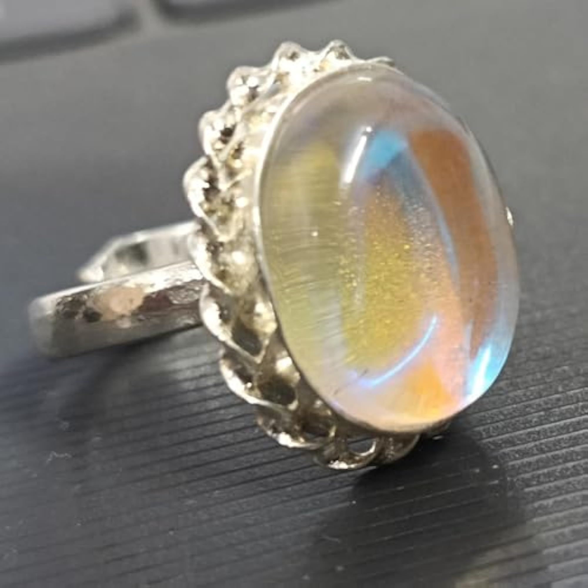 Fire Opal Stability Gemstone Adjustable Ring
