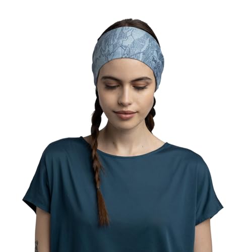 BUFF®| Stirnbänder CoolNet UV® Wide Männlich Weiblich Erwachsene Komfortabel, UPF50 Schutz, Sport, Stretch, Recyceltes Material, Qualität, Einheitsgröße, Bleu Clair