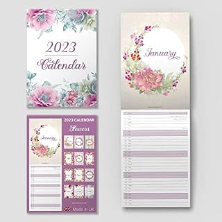 Family Calendar 2023 Slim Wall Calendar Month to View Family Monthly Planner Organiser 2023 Calendar for Home Office with Aesthetic Design and UK Holidays