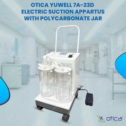 Image of OTICA Yuwell 7A-23D Electric Suction Apparatus | 20 LPM Capacity | Maintenance-Free Suction Pump | Includes 2 Plastec Jars