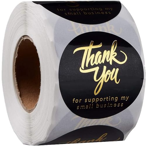 500 Pcs 2 Inch Thank You for Supporting My Small Business Stickers – Black Waterproof Self-Adhesive Labels with 4 Elegant Designs – Durable Envelope Seals for Packaging, Gift Bags, Boxes & Orders