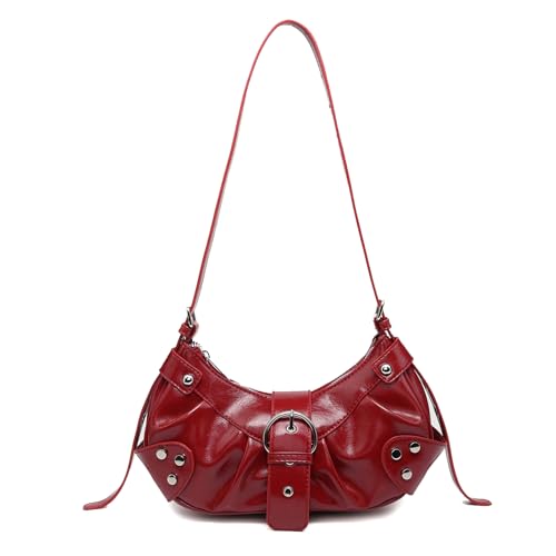 Image of Women's Y2K Purse Shoulder Bag Top Handle Handbag Small Punk Hobo Clutch Purses Bags Trendy Trendy Leather Buckle Punk Purses
